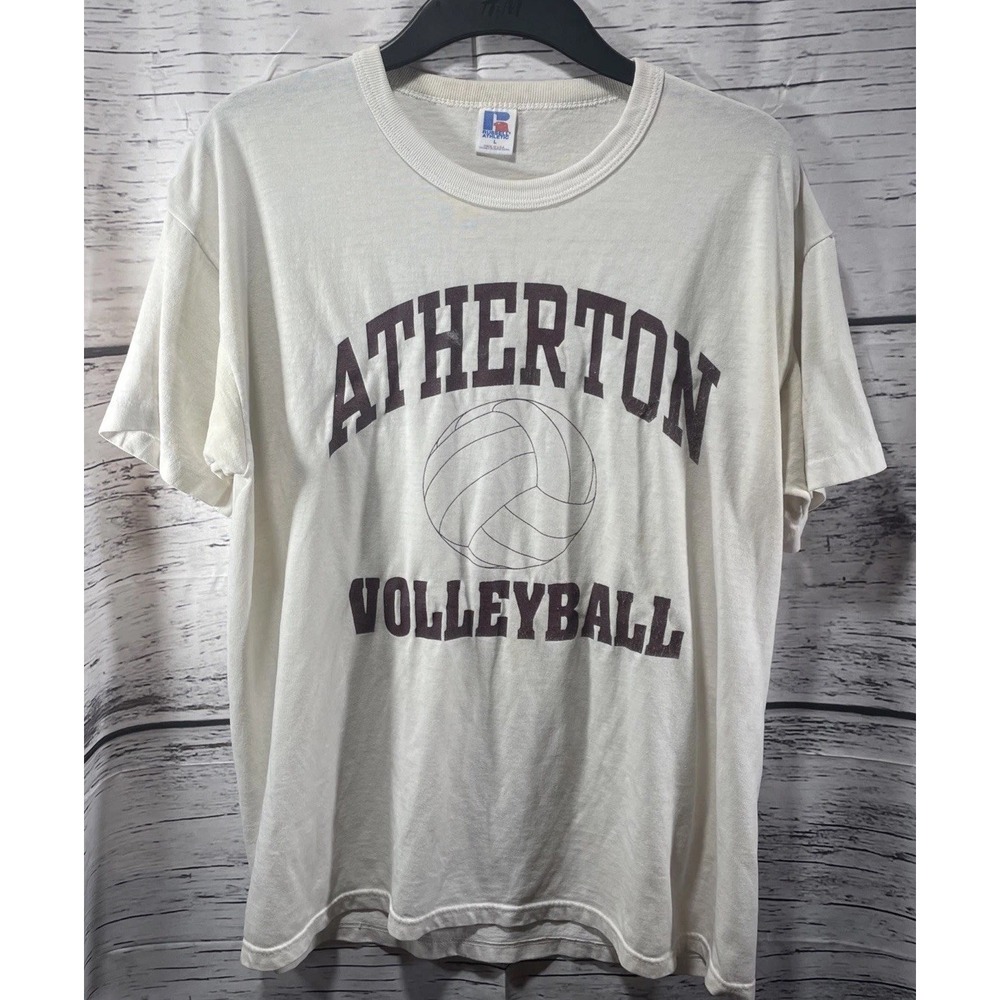 Russell T Shirt Size Large Made In USA Atherton Volleyball Varsity 90s Vintage